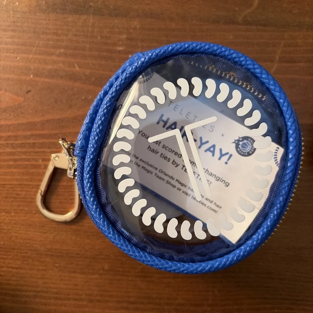 ORLANDO MAGIC X TELETIES Blue Keychain Pouch w/3 Stuff The Magic Dragon Hair Tie